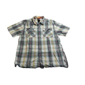 The North Face Shirt Adult Medium‎ Green Brown Plaid Button Up Outdoor Camp Mens
